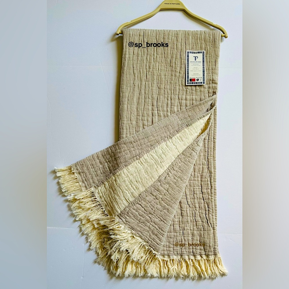🎁Texteis Penedo Throw Blanket  - Taupe - Made in Portugal Cotton Throw